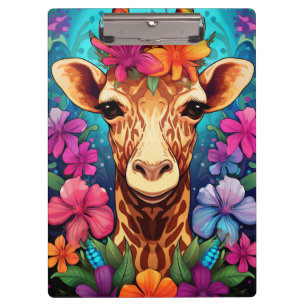 Blumen-Giraffen-Porträt-93132 Klemmbrett