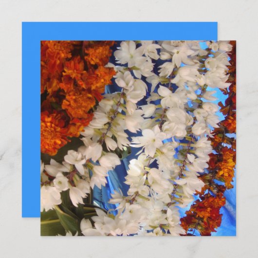 Blumen-Girlanden Indien Einladung (Vorne/Hinten)