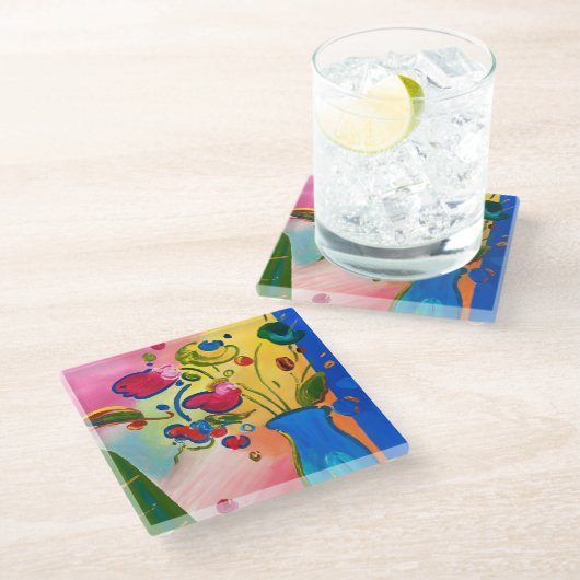 Blumen-Glas-Untersetzer Peter maximaler Glasuntersetzer (Schrägansicht)