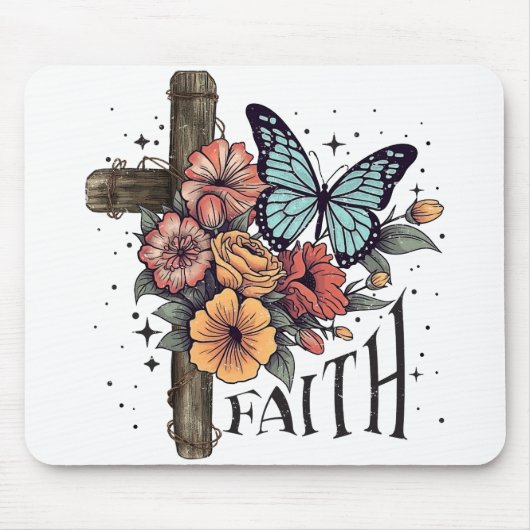 Blumen Glaubenskreuz Mousepad (Vorne)