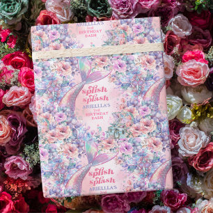 Blumen Glitter Meerjungfrauenschwanz 2. Geburtstag Geschenkpapier