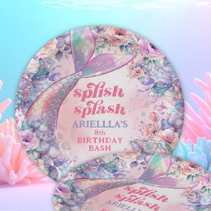 Blumen Glitter Meerjungfrauenschwanz 8. Geburtstag Pappteller