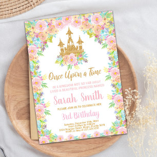 Blumen Glitzer Golden Princess Geburtstagsfeier Ei Einladung