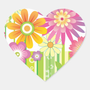 Blumen glücklich Herz-Aufkleber