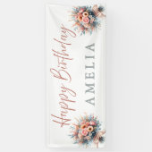 Blumen Glücklicher Geburtstag Personalisiertes Par Banner (Vertikal)
