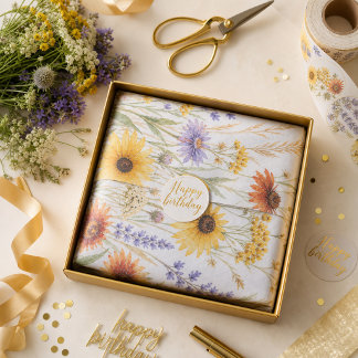 Blumen Glücklicher Geburtstag Wildblumen Goldschri Seidenpapier