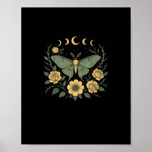 Blumen Goblincore-Motte und Schmetterling Cottagec Poster
