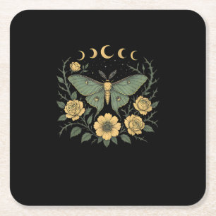 Blumen Goblincore-Motte und Schmetterling Cottagec Rechteckiger Pappuntersetzer