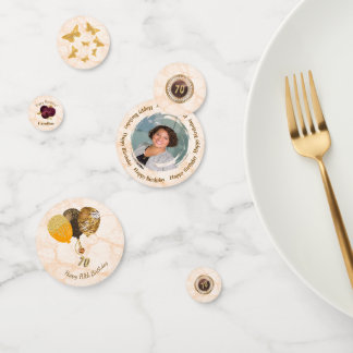 Blumen, Gold und Marmor 70. Geburtstag mit Gesicht Konfetti