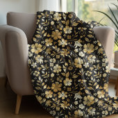 Blumen Golden and Black Elegante Fleecedecke