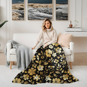 Blumen Golden and Black Elegante Fleecedecke