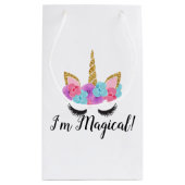 Blumen-Goldmagische Unicorn-Mädchen Kleine Geschenktüte (Rückseite)