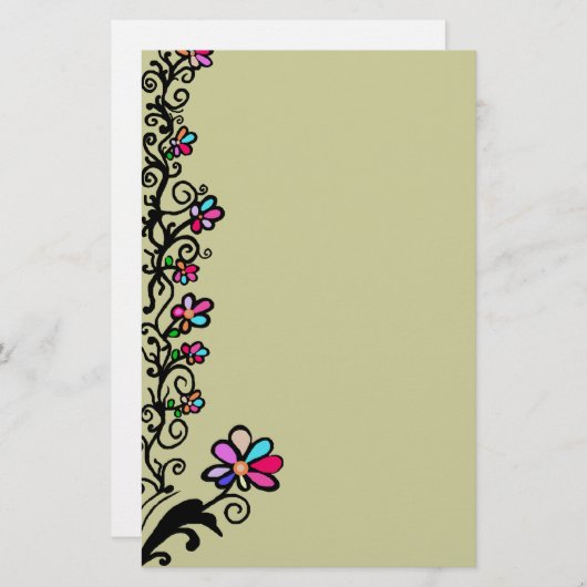 Blumen-Grenze Briefpapier (Vorne/Hinten)