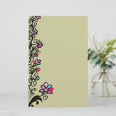 Blumen-Grenze Briefpapier (Stehend Vorderseite)