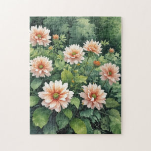 Blumen Grün Elegante Aquarellmalerei Puzzle