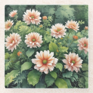 Blumen Grün Elegante Wasserfarbe Glasuntersetzer