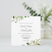 Blumen Grün Gold Einladung (Stehend Vorderseite)