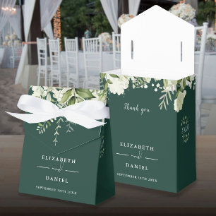 Blumen Grün Monogramm Smaragd Hochzeit Geschenkschachtel