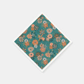 Blumen Grün Orange Botanisches Muster Serviette (Ecke)