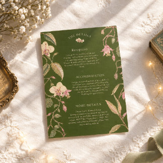 Blumen Grün & Rosa Blumenreben Details Hochzeit Begleitkarte