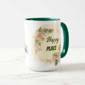 Blumen, grün und gelb glücklicher Ort, anpassbar Tasse (VorderseiteRechts)