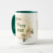 Blumen, grün und gelb glücklicher Ort, anpassbar Tasse (Vorderseite Links)