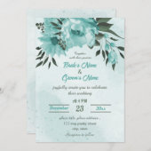 Blumen Grüne Hochzeit Einladung (Vorne/Hinten)