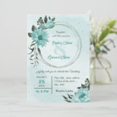 Blumen Grüne Hochzeit Einladung (Stehend Vorderseite)