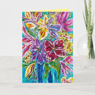 Blumen Grußkarte "Blaue Vase" gefaltet Karte