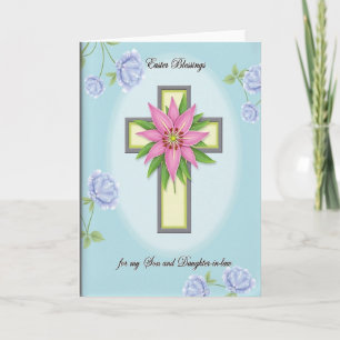 Blumen-Grußkarte mit Kreuz Karte