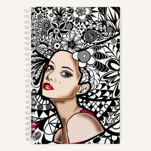 Blumen Haar Lady Notizbuch (Vorderseite)
