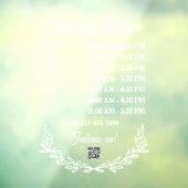 Blumen-Halb-Kranken Opening Hours QR-Code Fensteraufkleber (Blatt 3)
