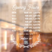 Blumen-Halb-Kranken Opening Hours QR-Code Fensteraufkleber (Blatt 2)