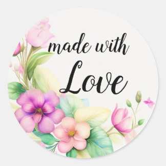 Blumen Halbkranz Aquarellzeichnung Runder Aufkleber