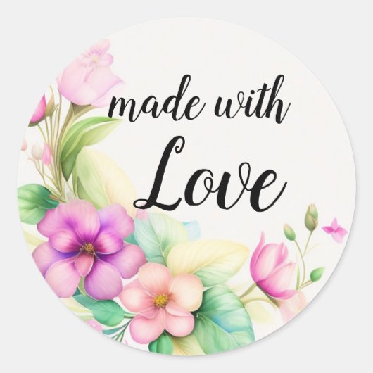 Blumen Halbkranz Aquarellzeichnung Runder Aufkleber (Vorderseite)