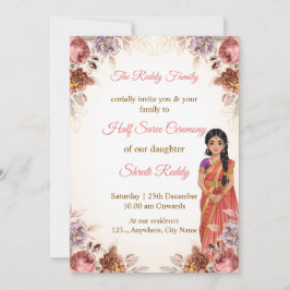 Blumen-Half-Saree-Zeremonie-Einladung Einladung