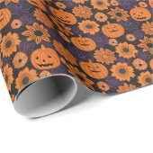 Blumen-Halloween Geschenkpapier (Rolleneckpunkt)