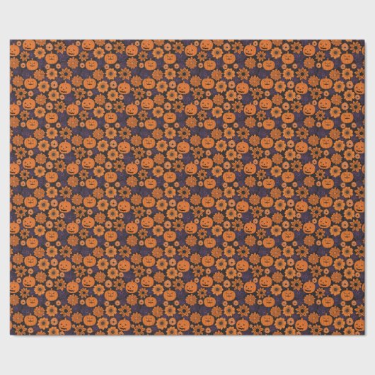 Blumen-Halloween Geschenkpapier (Saum)