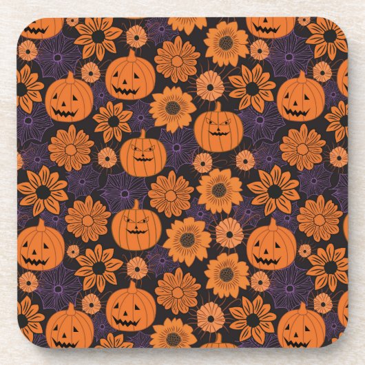 Blumen-Halloween Getränkeuntersetzer (Vorderseite)