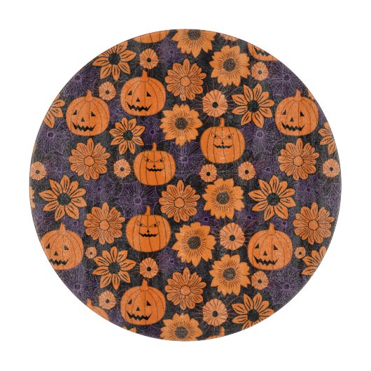 Blumen-Halloween Schneidebrett (Vorderseite)