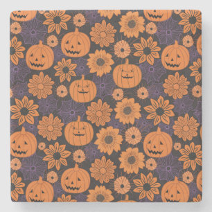 Blumen-Halloween Steinuntersetzer