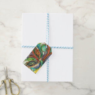 Blumen-Handbemalte abstrakte Wasserfarben-Kunst Geschenkanhänger