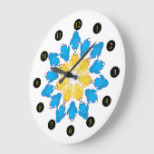 Blumen-Häschen Große Wanduhr (Winkel)