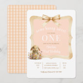 Blumen-Hasen-Mädchen-Party-Vorlage Einladung (Vorne/Hinten)