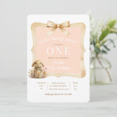 Blumen-Hasen-Mädchen-Party-Vorlage Einladung (Stehend Vorderseite)