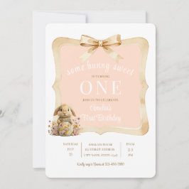 Blumen-Hasen-Mädchen-Party-Vorlage Einladung