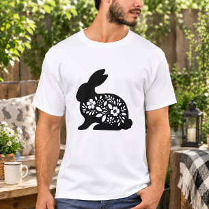 Blumen-Hasen-Schablonen-Tasse – Süße Hase Kaffee T-Shirt