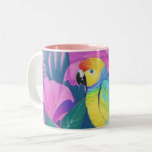 Blumen/Hawaiian/Tropisch/Papagei  Zweifarbige Tasse