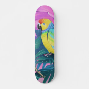 Blumen-/Hawaiianisch/Tropisch/Papagei Skateboard