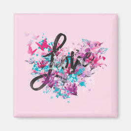 Blumen Heart Liebe Square Magnet